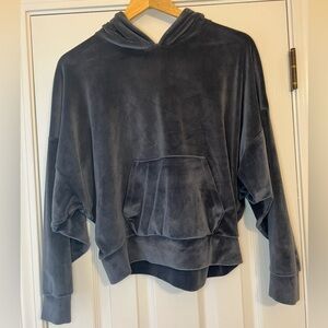 American Eagle Women’s Navy Blue Velvet Hoodie, Size Small